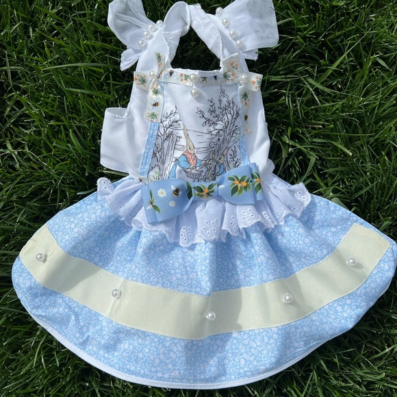 blue dress with collar Smocked Easter Bunny Bishop Floral Embroidery Blue Dress – Hot Southern  Mess Boutique